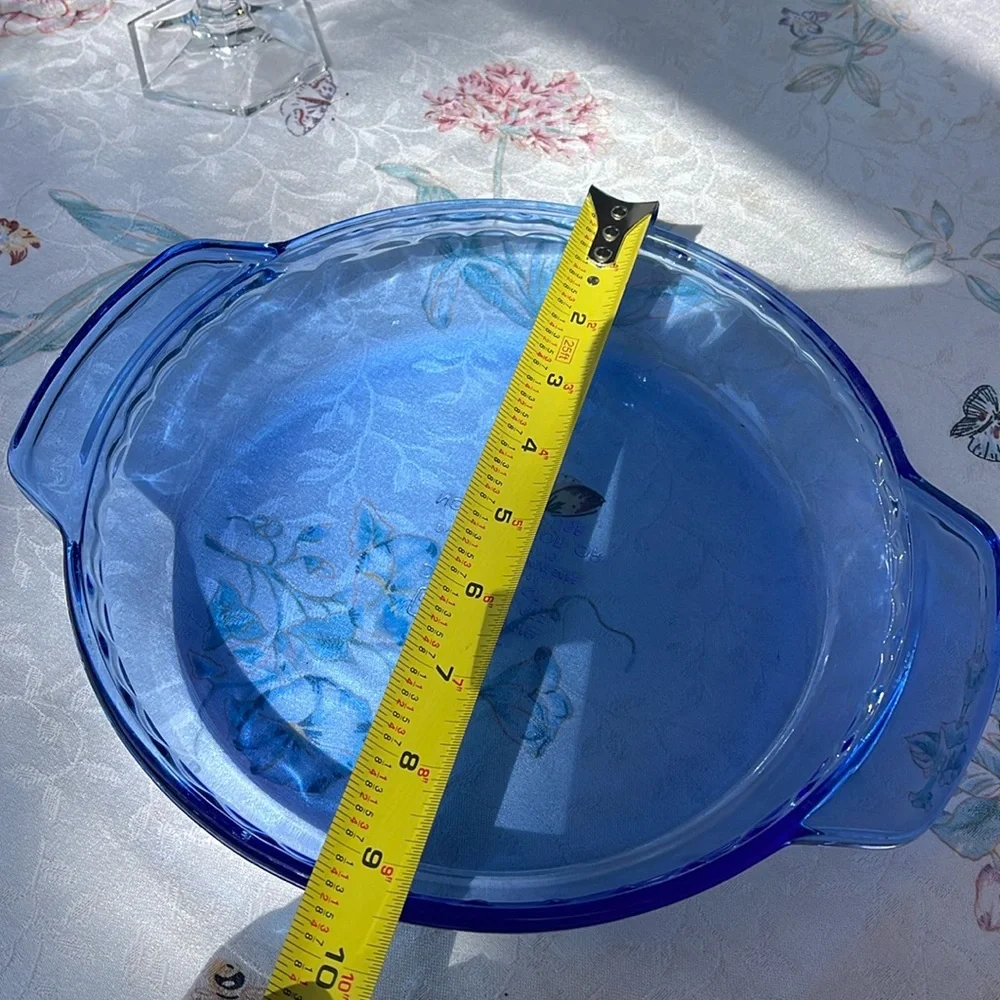 Anchor hocking 1075 Cobalt Blue Vintage Glass Pie Plate 9”